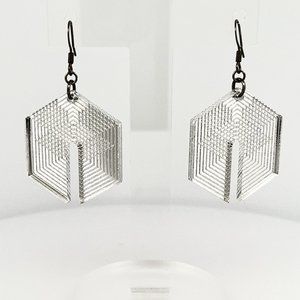 Silver Acrylic Geometric earrings with small rings